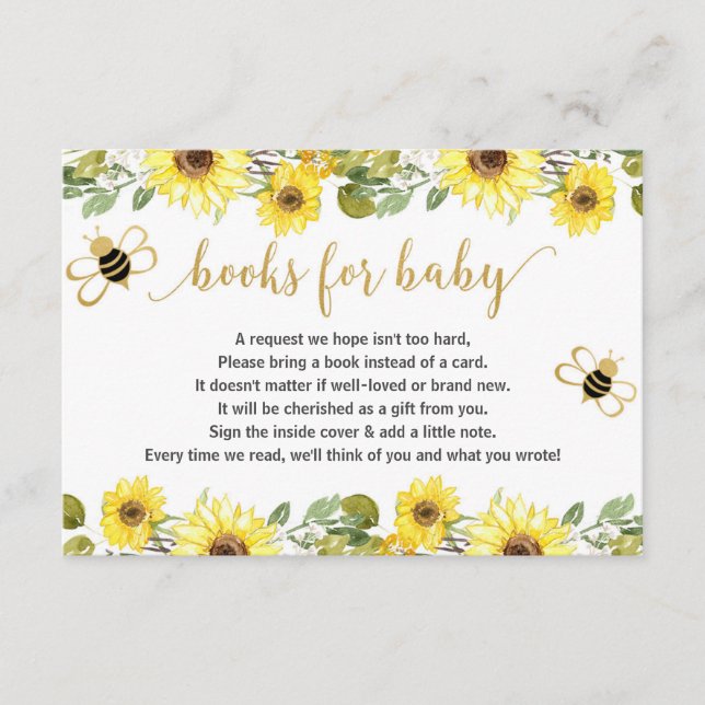 Bee baby shower book request inserts girl baby (Front)
