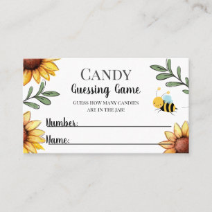 Bee Baby Shower Candy Guessing Game Business Card