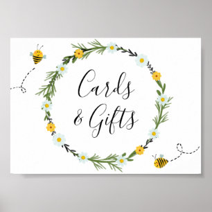 Bee Baby Shower Cards and Gifts Sign