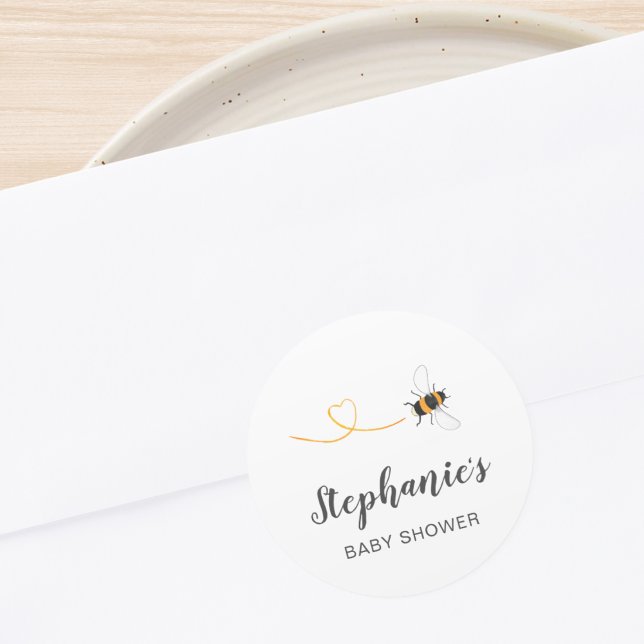 Bee Baby Shower Classic Round Sticker (Creator Uploaded)