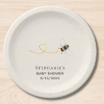 Bee Baby Shower Custom Paper Plate<br><div class="desc">This Bee Baby Shower paper plate features a cute watercolor bee on a pale cream background. All the text is customisable. To edit further use the Design Tool to change the font, font size, or colour. Because we create our artwork you won't find this exact image from other designers. Original...</div>