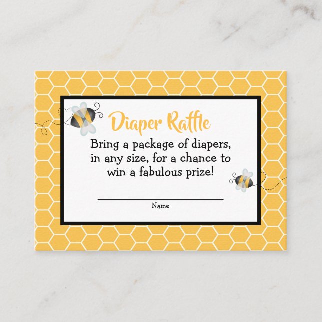 Bee Baby Shower Diaper Raffle Cards (Front)