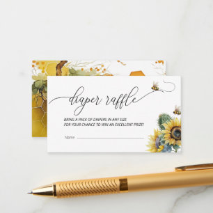 Bee Baby Shower Diaper Raffle Enclosure Card
