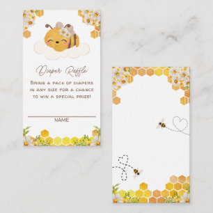 Bee Baby Shower Diaper Raffle Honeycombs Floral Enclosure Card