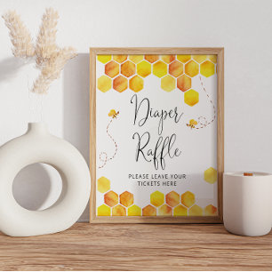 Bee baby shower Diaper Raffle sign