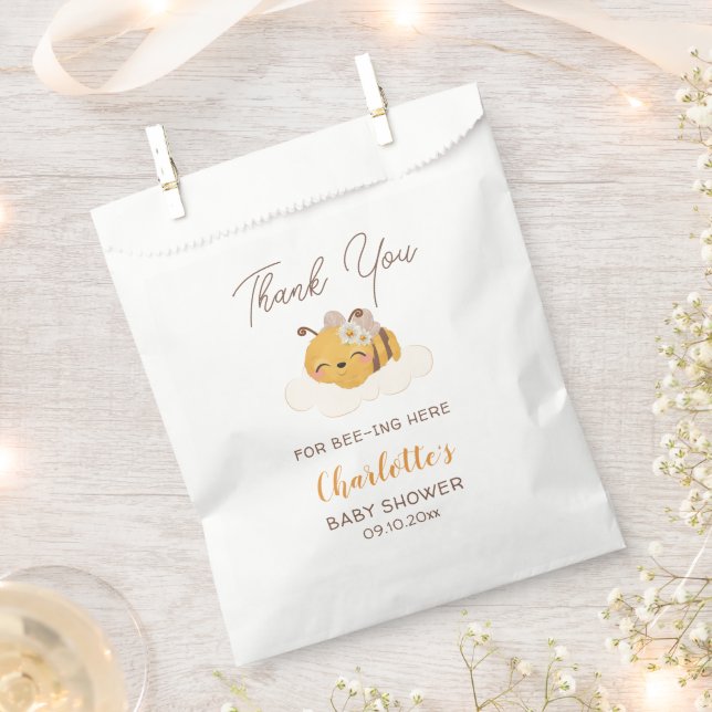 Bee Baby Shower Floral Honeycomb Favour Bags (Clipped)