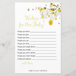 Bee Baby Shower Game - Wishes for Baby