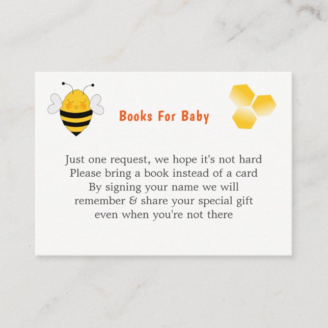 Bee Baby shower Gender Neutral Cute Enclosure Card (Front)