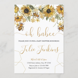 Bee Baby Shower Gender Neutral Invitation