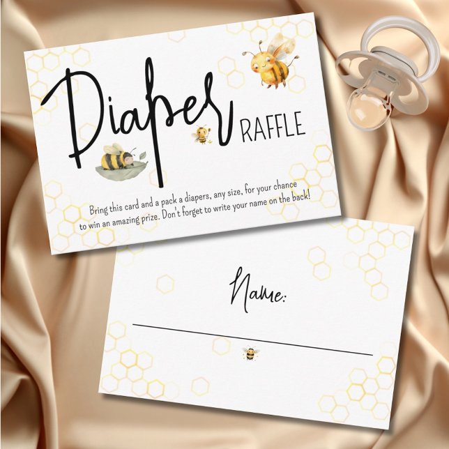 Bee Baby Shower Gender Neutral Sweet Diaper Raffle Enclosure Card (Creator Uploaded)