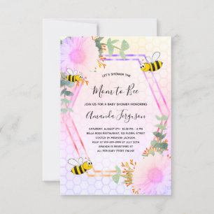 Bee Baby shower girl floral greenery mum to bee Invitation