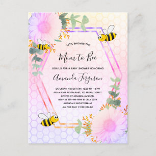 Bee Baby shower girl floral greenery mum to bee Invitation Postcard