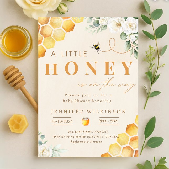 Bee Baby Shower Honey Is On the Way  Invitation (Bee Baby Shower Honey is On the Way Invitation)