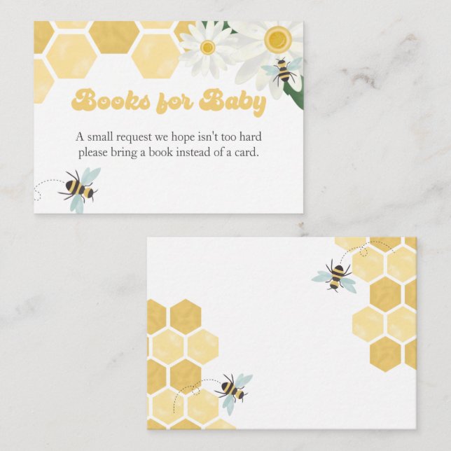 Bee Baby Shower honeycomb daisies books for baby Enclosure Card (Front/Back)