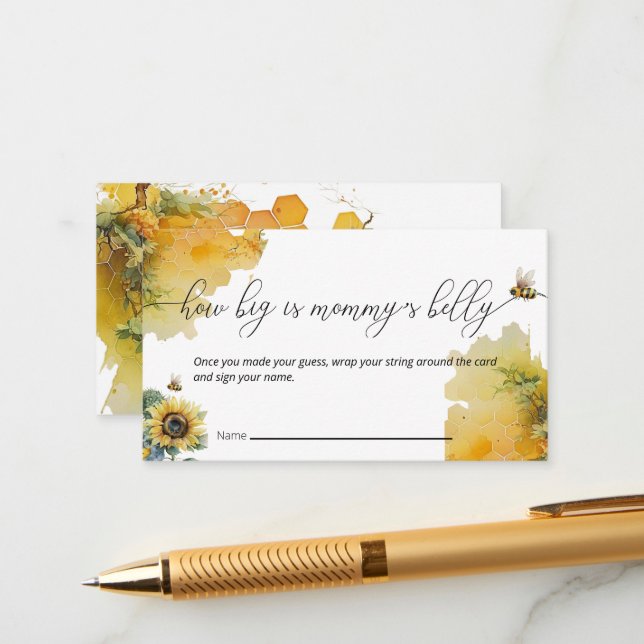 Bee Baby Shower | How Big is Mummy's Belly Game  Enclosure Card (Front/Back In Situ)