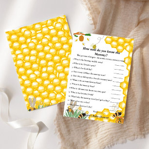 Bee Baby shower How well do you know the mummy   Invitation
