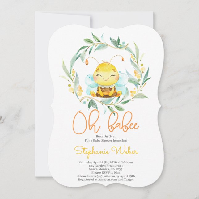 Bee Baby Shower Invitation (Front)