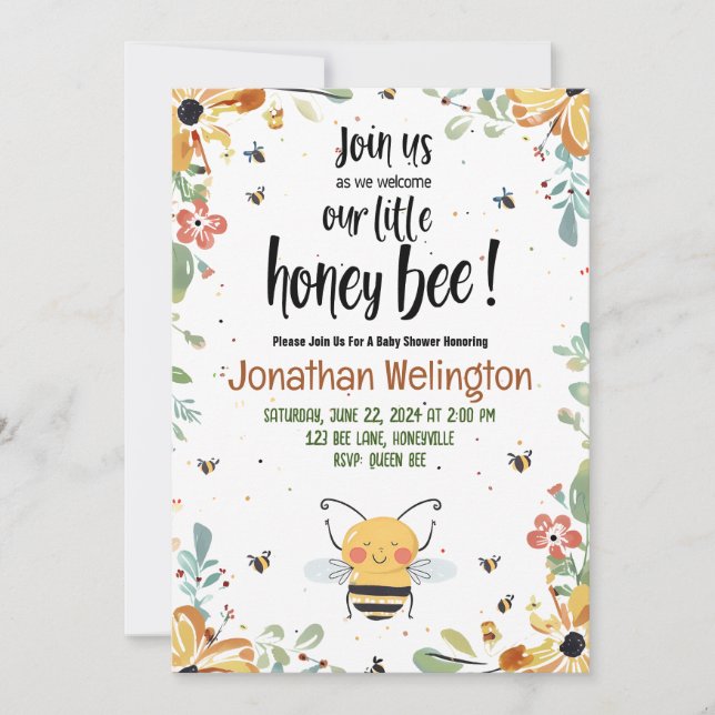Bee Baby Shower Invitation (Front)