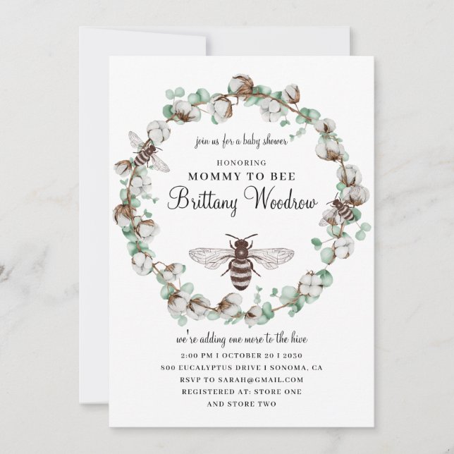 Bee Baby Shower Invitation (Front)