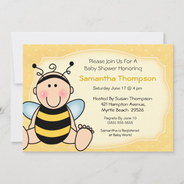Bee Baby Shower  Invitation (Front)