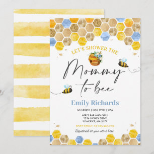 Bee Baby Shower Invitation Blue Mummy To Bee