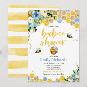 Bee Baby Shower Invitation Floral Babee Shower