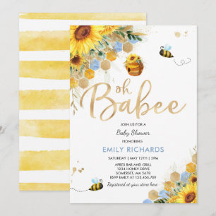 Bee Baby Shower Invitation Floral Babee Shower