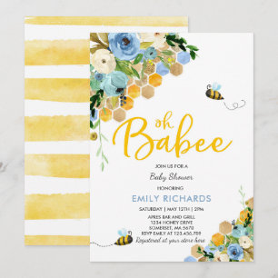 Bee Baby Shower Invitation Floral Babee Shower
