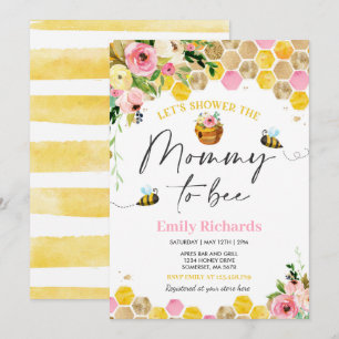 Bee Baby Shower Invitation Floral Mummy To Bee
