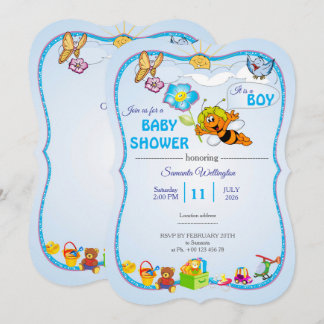 Bee Baby Shower Invitation for boy