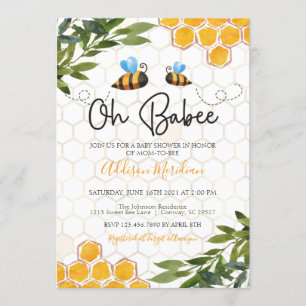 Bee Baby Shower Invitation, Oh Honey Babee Neutral Invitation