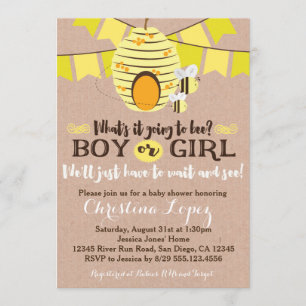 Bee Baby Shower Invitation or Gender Reveal Party