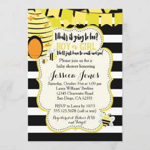 Bee Baby Shower Invitation or Gender Reveal Party