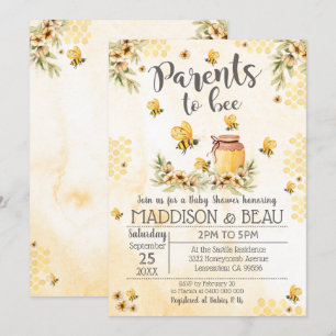 Bee Baby Shower Invitation Spring Sunflowers