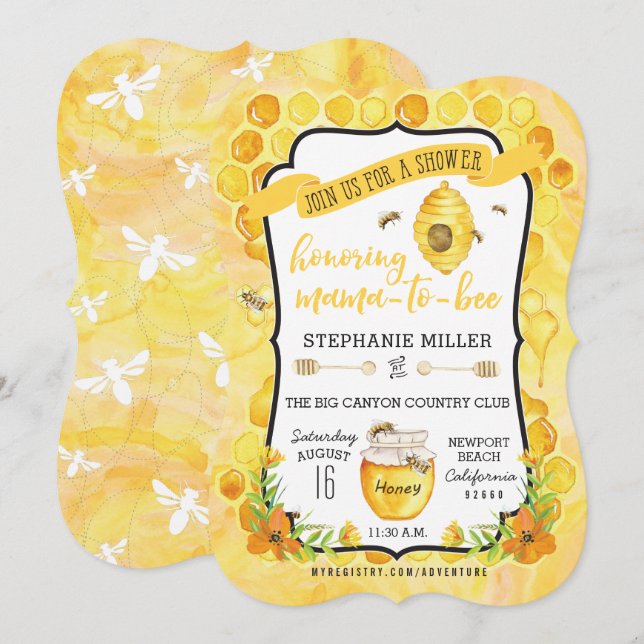 Bee Baby Shower Invitations (Front/Back)