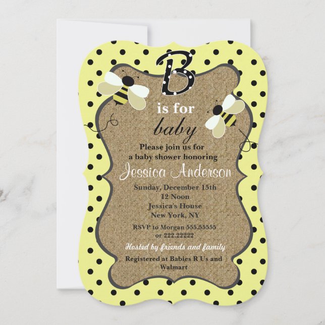 Bee Baby Shower Invitations (Front)
