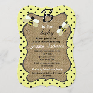 Bee Baby Shower Invitations