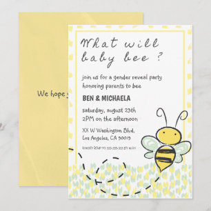 Bee baby shower invitations, Bee Gender Reveal Invitation