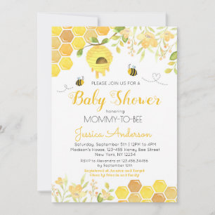 Bee Baby Shower Invitations Boy Girl Bumble Bee