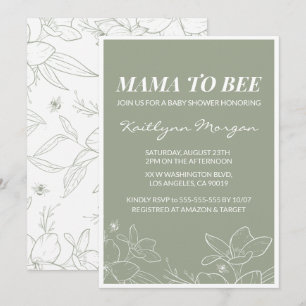 Bee baby shower invitations Elegant Floral