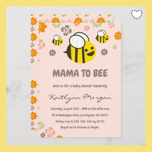Bee baby shower invitations Mama to bee Floral
