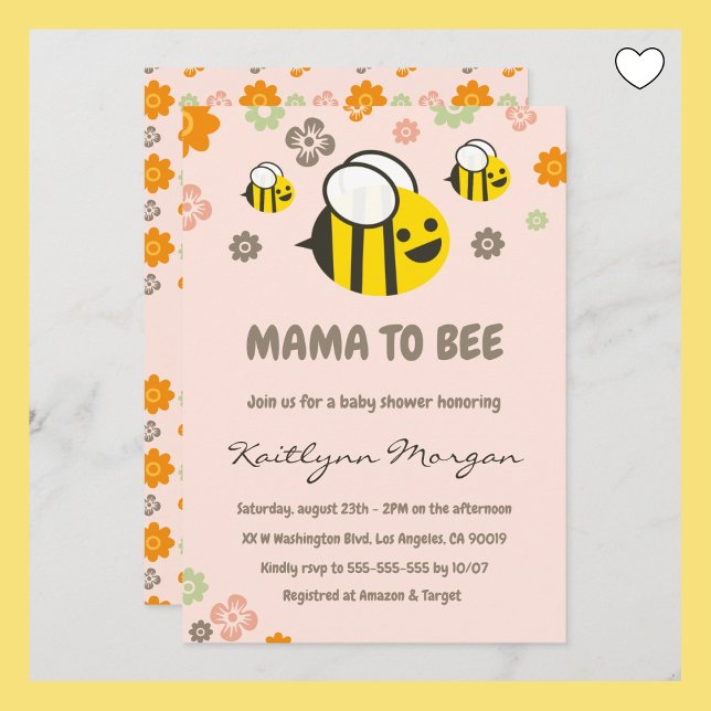 Bee baby shower invitations Mama to bee Floral (Creator Uploaded)