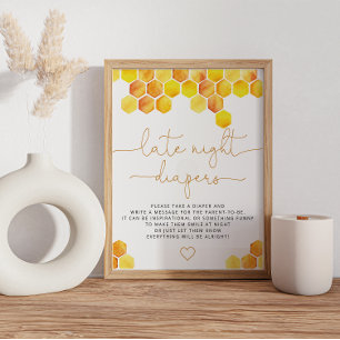 Bee Baby Shower Late Night Diapers Game. Poster