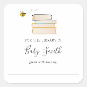 Bee Baby Shower Library Square Sticker