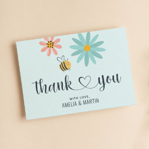 Bee Baby Shower Light Blue Thank You Card