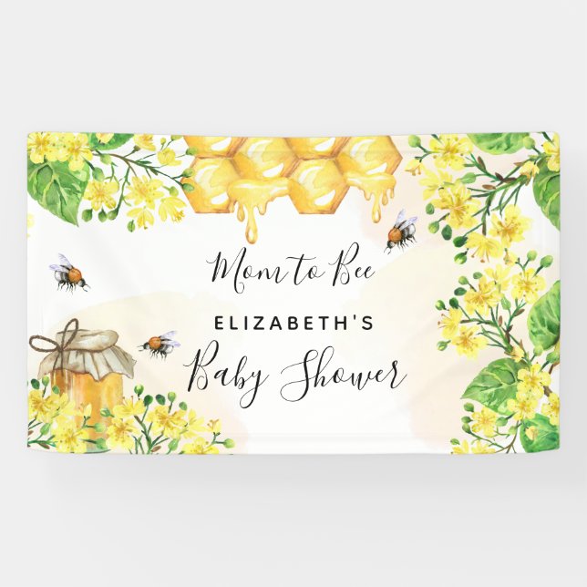 Bee Baby Shower mum to bee yellow florals Banner (Horizontal)