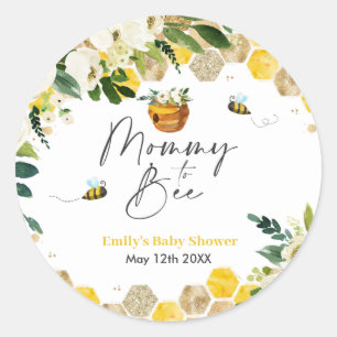 Bee Baby Shower Mummy To Bee Gender Neutral Classic Round Sticker