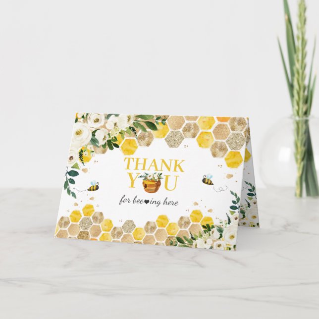 Bee Baby Shower Mummy To Bee Gender Neutral Thank You Card (Front)