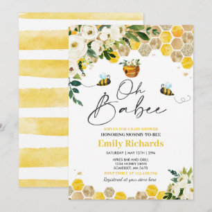 Bee Baby Shower Pink Gender Neutral Oh Babee Invitation