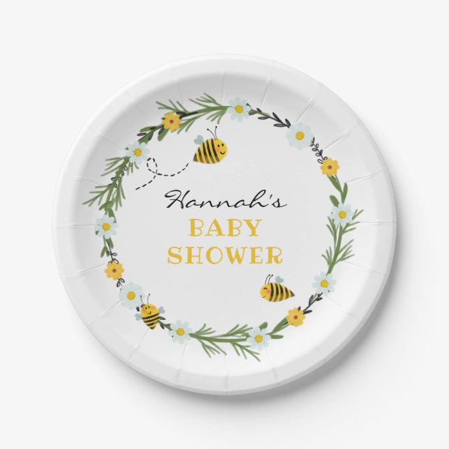 Bee Baby Shower Plate (Front)
